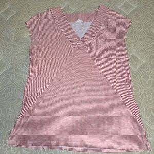 June and Delancey red and white striped sleeveless tunic top/blouse.